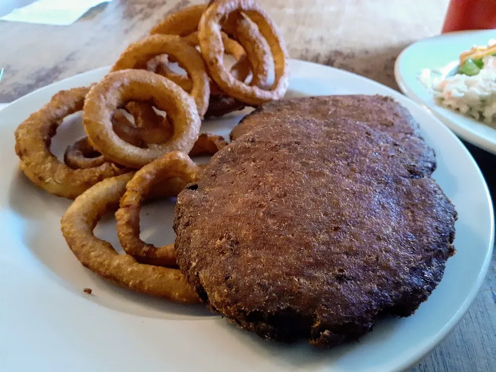Salmon Cakes with Onion Rings